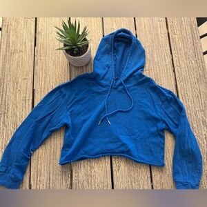Women's Lightweight Cropped Hoodie, Blue, Size Large